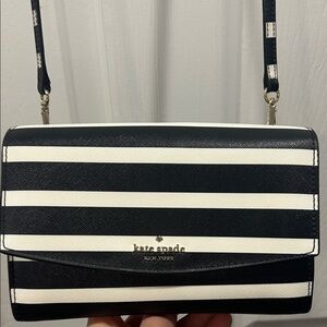 Kate Spade Black and White Striped Crossbody Bag